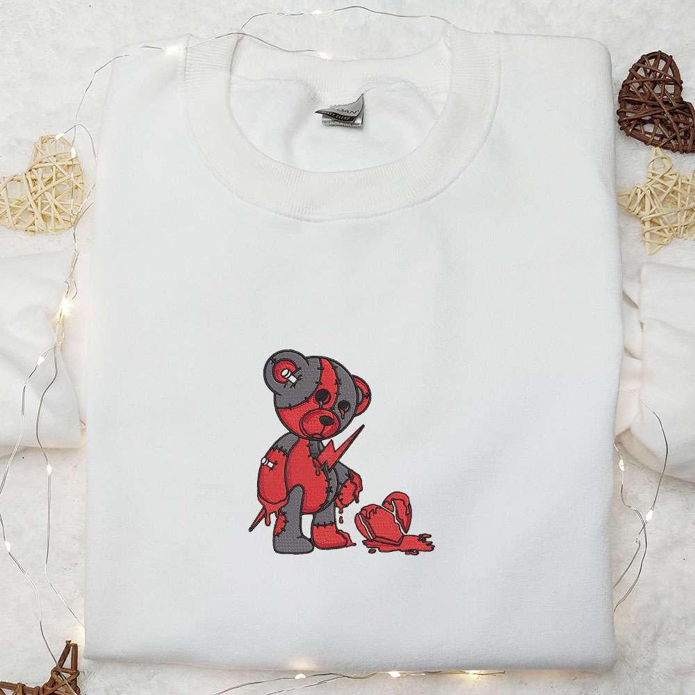 Broken Heart Teddy Bear Embroidered Shirt Halloween Embroidered Shirt Best Halloween Gifts for Family