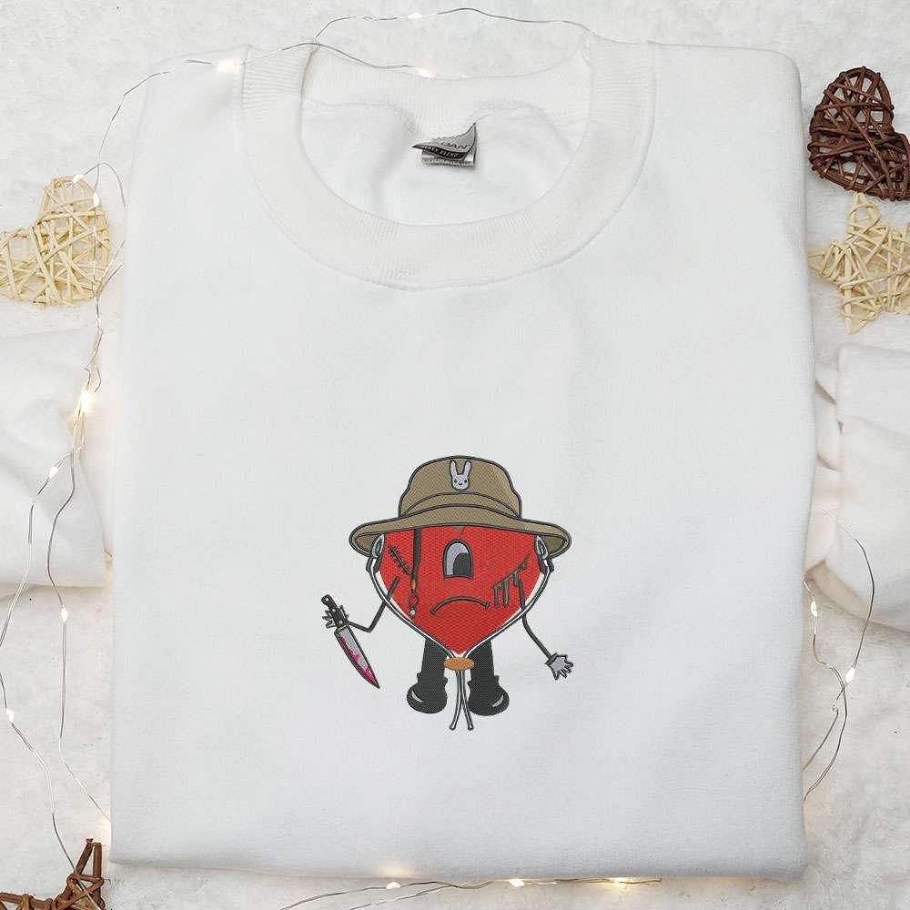 Bad Bunny with Knife Embroidered Sweatshirt Halloween Embroidered Sweatshirt Best Halloween Gifts