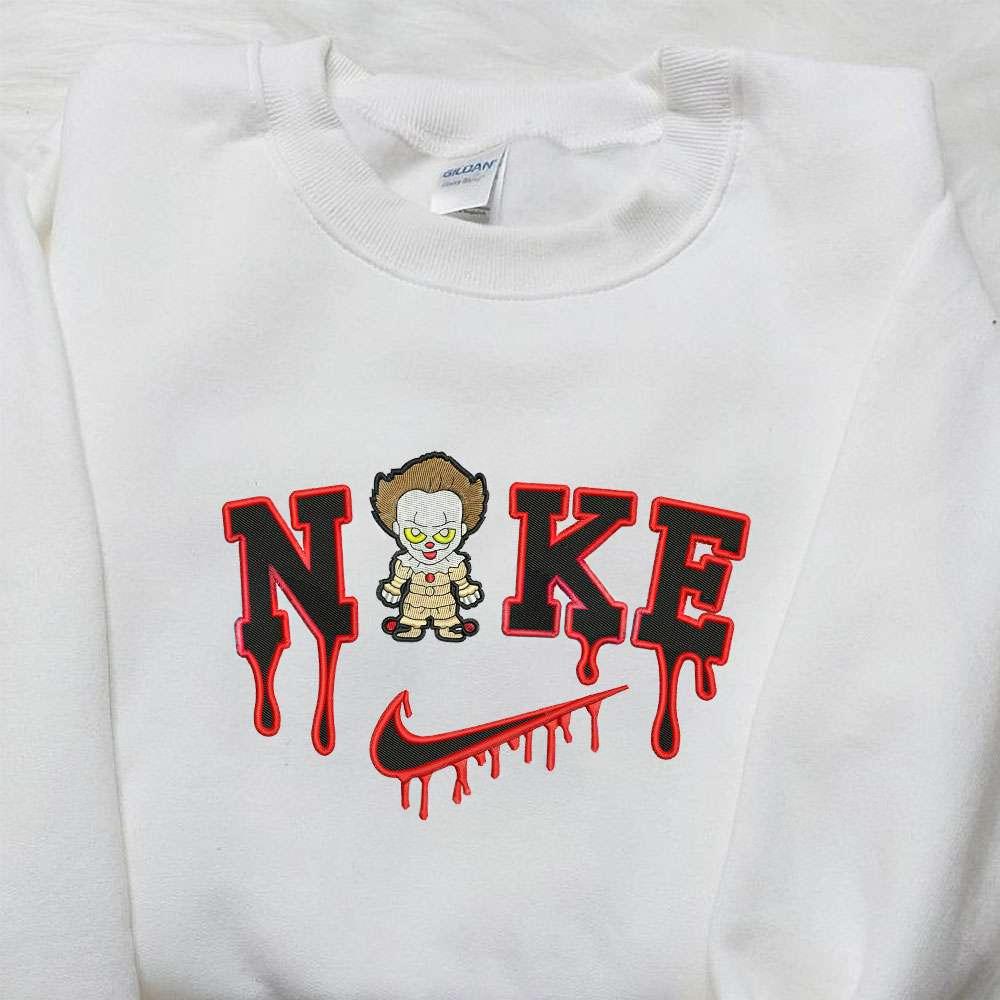 Chibi Pennywise x Nike Embroidered SweatshirtIt Movie Embroidered Sweatshirt Best Halloween Gift Ideas