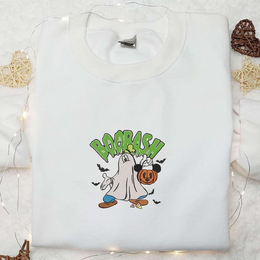 Boobash Goofy Ghost Mickey Pumpkin Bat Embroidered Shirt Adorable Halloween Shirt Disney Halloween Shirts