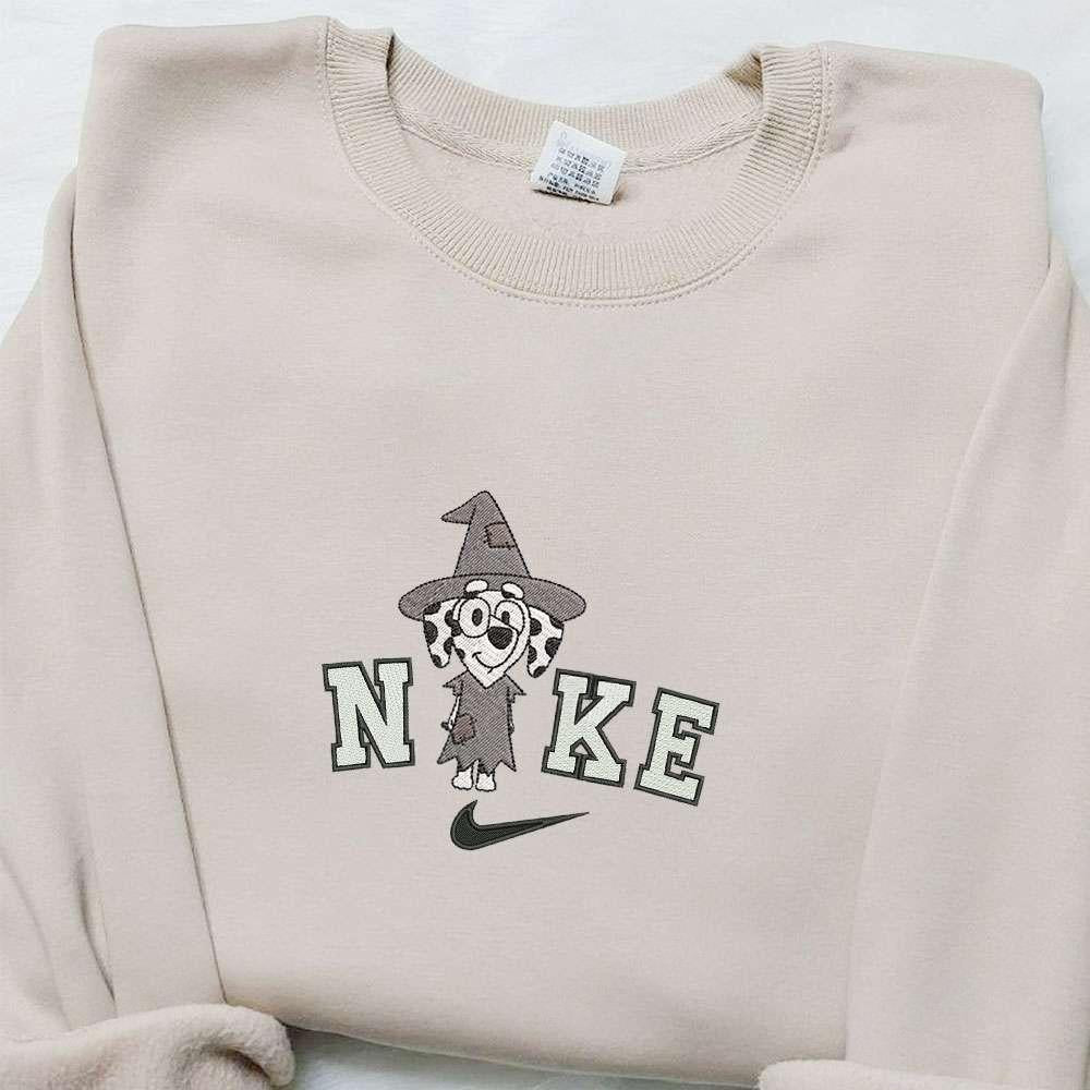Chloe Witch Bluey x Nike Embroidered Hoodie Adorable Halloween Embroidered Sweatshirt Nike Inspired Embroidered Shirt