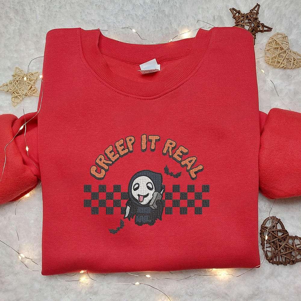 Creep It Real Ghostface Embroidered Shirt Scream Halloween Embroidered Shirt Best Halloween Gift Ideas