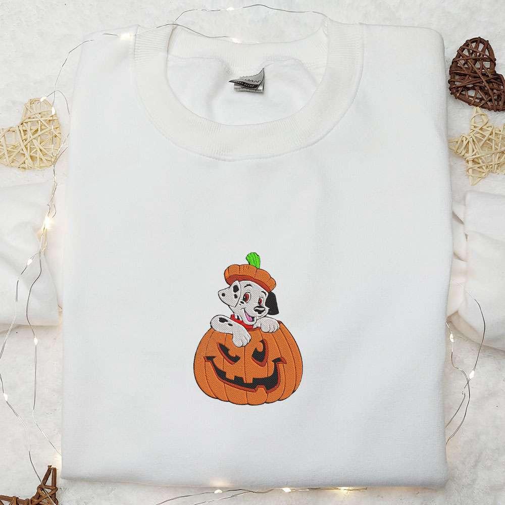 Dalmatian Halloween Pumpkin Embroidered Shirt Cute Halloween Embroidered Shirt Best Halloween Gift Ideas