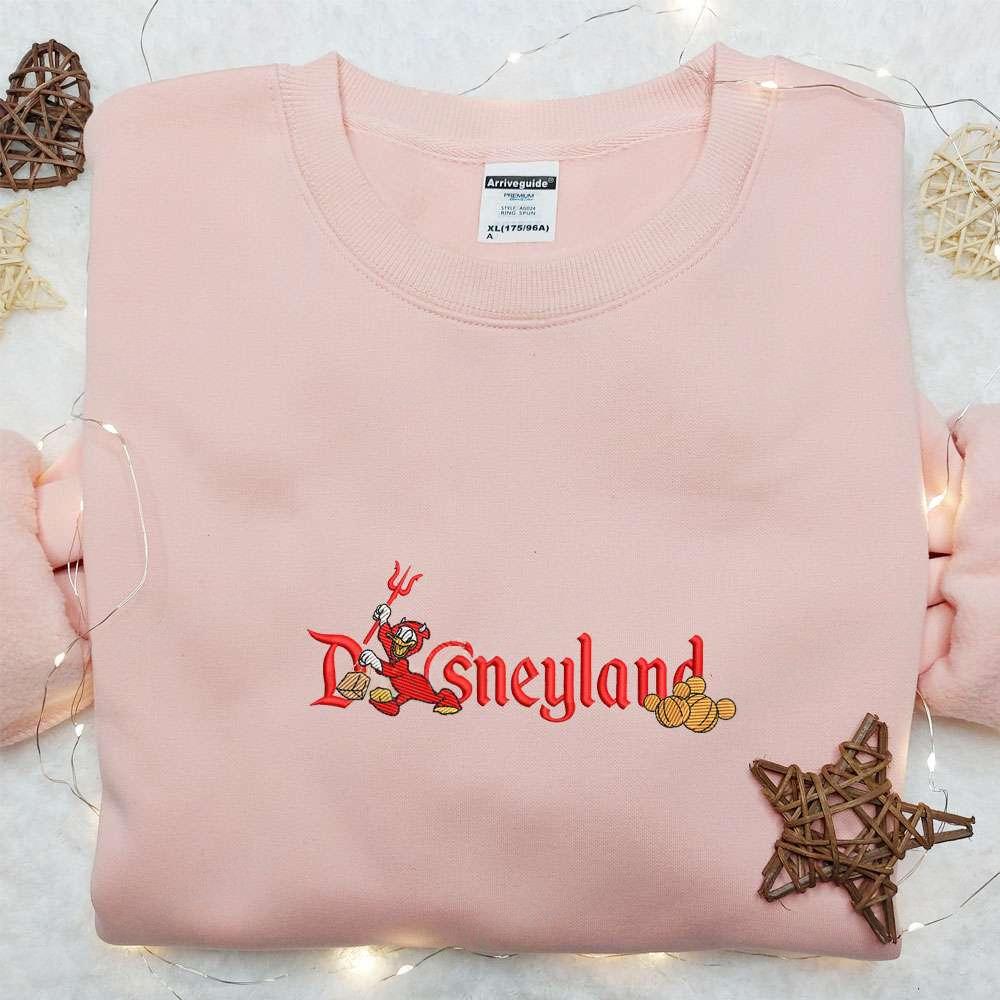 Donald Duck Red Devil Disneyland Halloween Embroidered Shirt