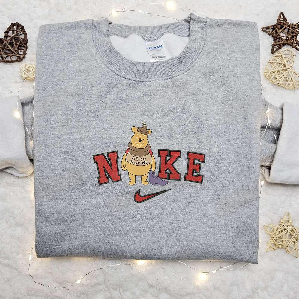 Wiinie the Pooh Halloween x Nike Embroidered Sweatshirt Walt Disney Characters Embroidered Shirt Best Halloween Gift Ideas
