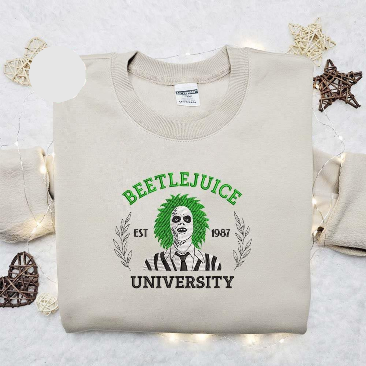 Beetlejuice Est 987 University Halloween Embroidered Shirt