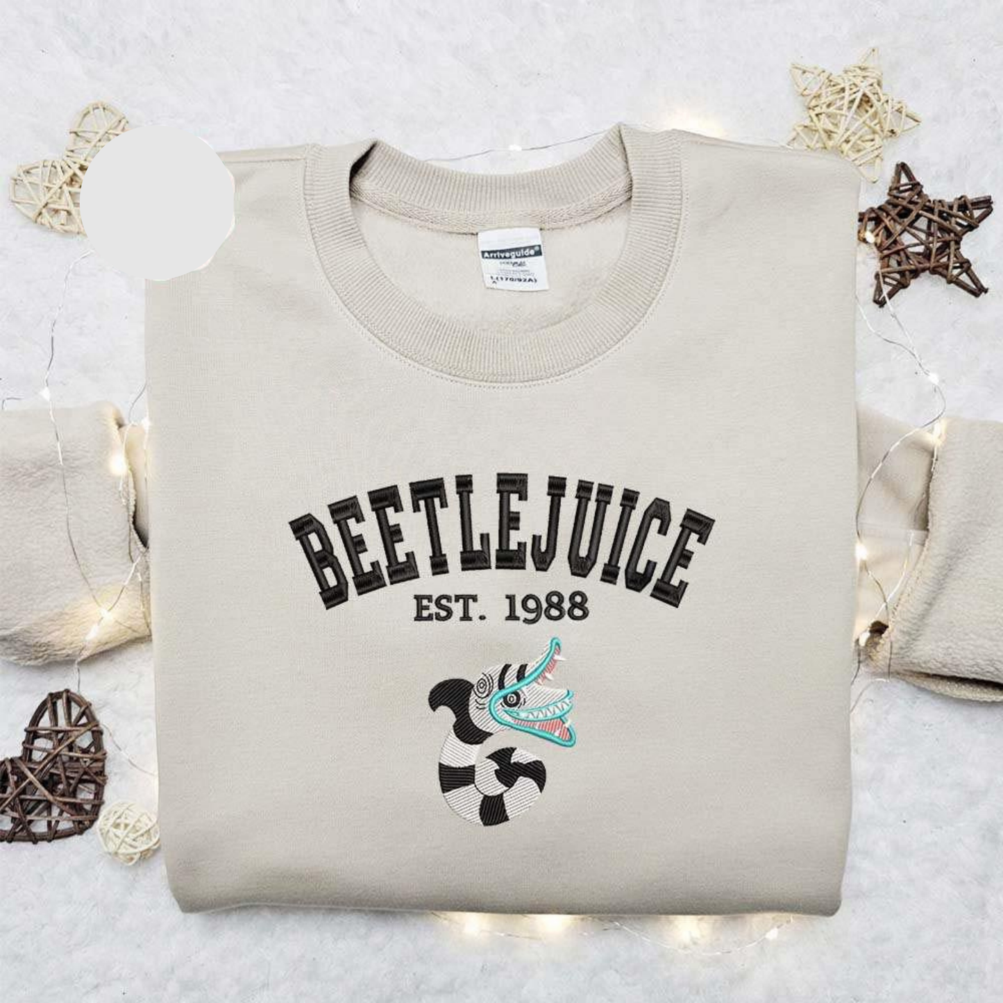 Beetlejuice Sandworm Est 988 Halloween Embroidered Shirt