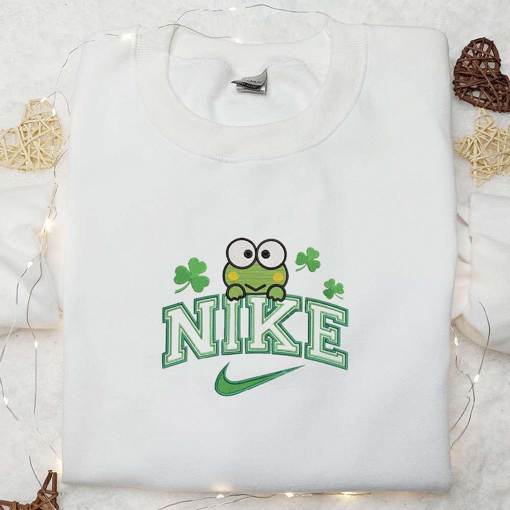 Keroppi Shamrock Embroidered Shirt Anime Embroidered Hoodie Best Saint Patricks Day Gift Idea