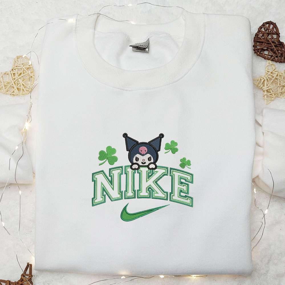 Kuromi Shamrock x Nike Embroidered Shirt Anime Embroidered Hoodie Best Saint Patricks Day Gift Idea