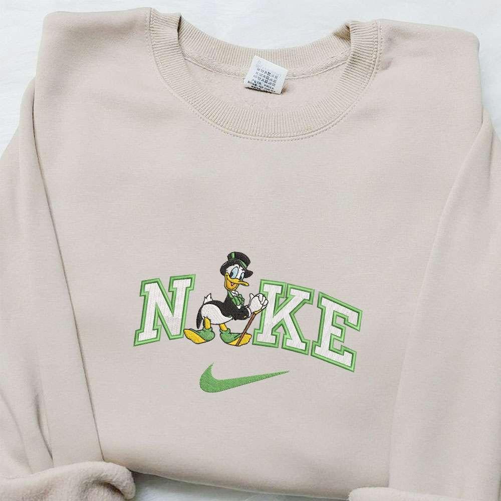 Donald Duck Shamrock Green x Nike Embroidered Shirt Disney Characters Embroidered Shirt Saint Patricks Day Embroidered Hoodie