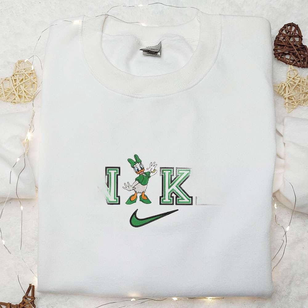 Daisy Duck In Green x Nike Embroidered Shirt Disney Characters Embroidered Hoodie Best Saint Patricks Day Gift Idea