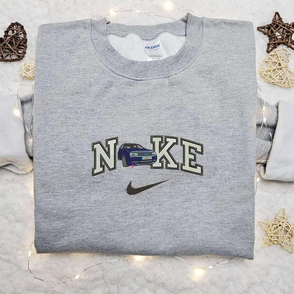 Car x Nike Embroidered Shirt Transportation Embroidered Hoodie Nike Inspired Embroidered Sweatshirt