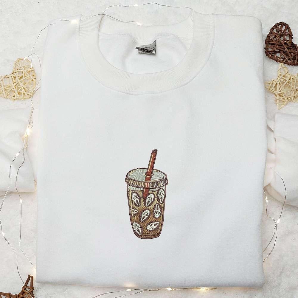 Horror Coffee Embroidered Shirt Halloween Embroidered Shirt Best Halloween Gifts for Family
