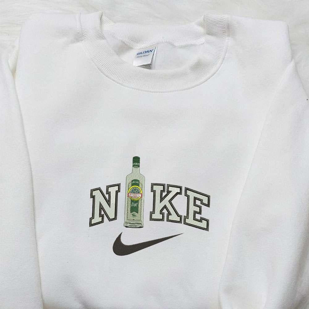 Knoiferum Wine Bottle x Nike Embroidered Shirt Favorite Foods And Drinks Embroidered Hoodie Best Gift Idea