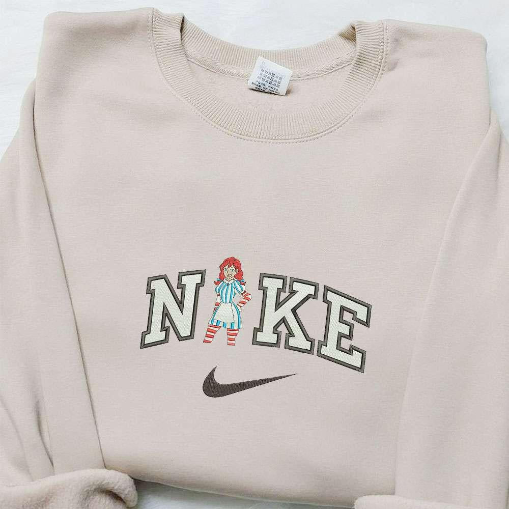 Anime Wendys x Nike Embroidered Shirt Favorite Food And Drink Embroidered Hoodie Best Gift Ideas For Family