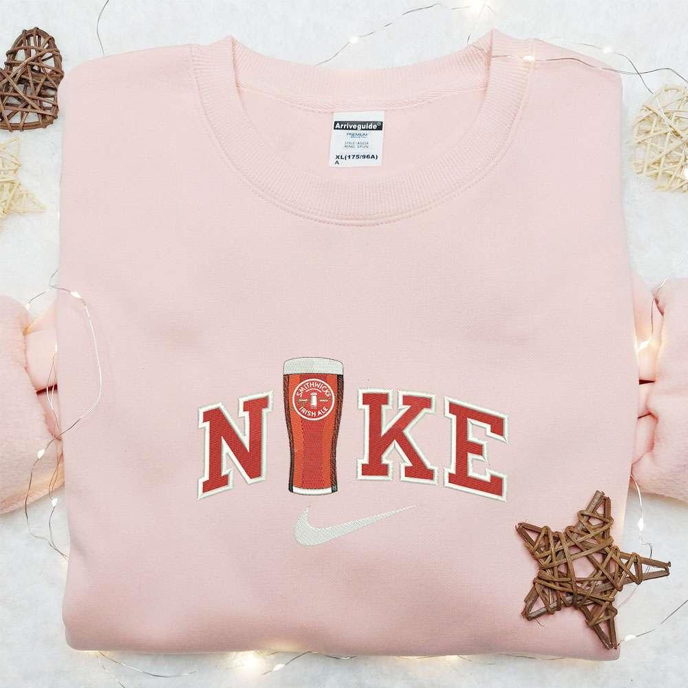 Smithwicks Beer Glass x Nike Embroidered Shirt Favorite Foods And Drinks Embroidered Hoodie Best Gift For Family