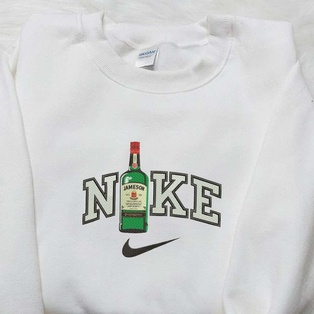 Nike x Jameson Bottle Embroidered Shirt Favor Drinking Embroidered Shirt Custom Nike Embroidered Shirt