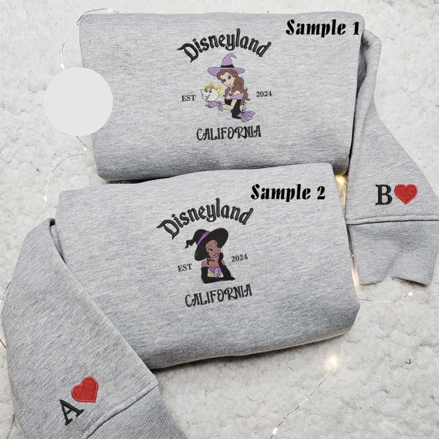 Belle And Tiana Disneyland California Halloween Embroidered Couples Shirts
