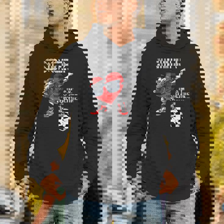 Heart Dab Valentines Day Soccer Player Lover For Boys Unisex Hoodie