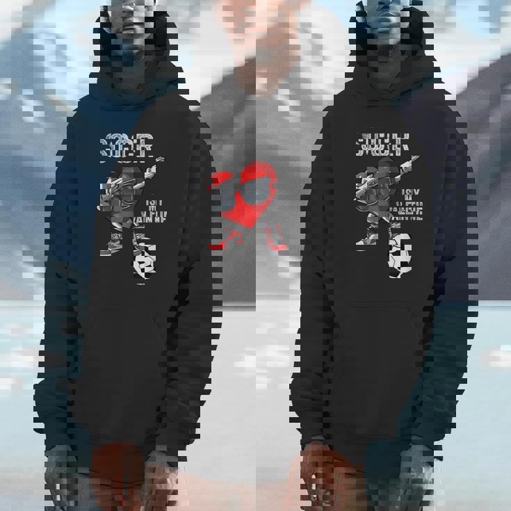 Heart Dab Valentines Day Soccer Player Lover For Boys Unisex Hoodie