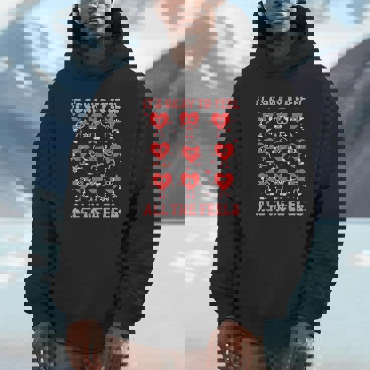 It's Okay To Feel All The Feels Mental Health Valentine Day Unisex Hoodie