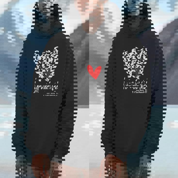 Love Never Fails Heart Valentines Day Unisex Hoodie