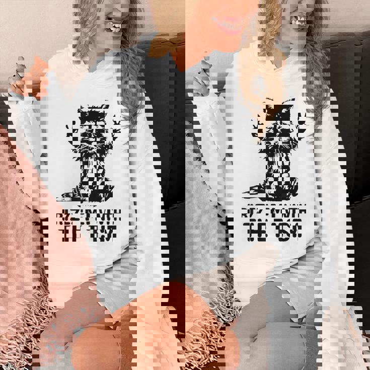 Rizz Em With The Tism Rizzler Joke Meme Rizzling Raccoon Pun Unisex Hoodie