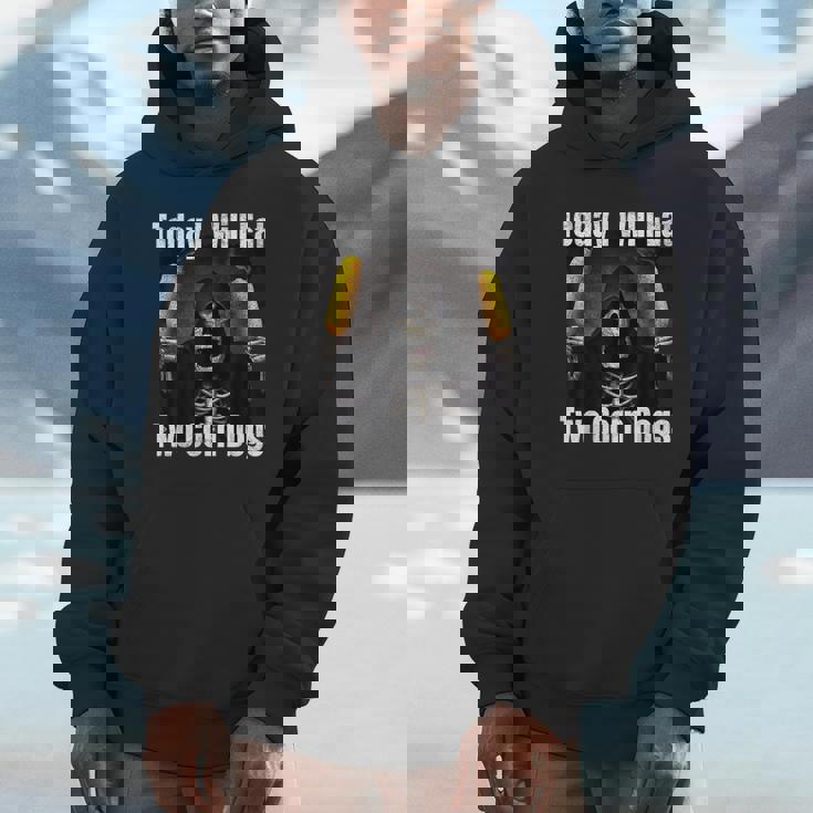 Today I Will Eat Two Corn Dogs Silly Skeleton Meme Unisex Hoodie