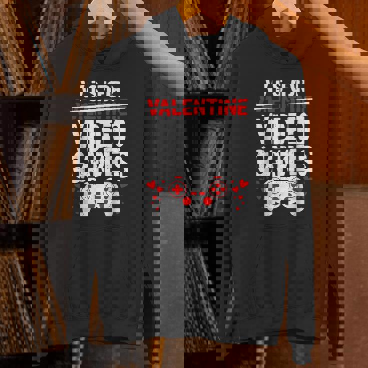 V Is For Video Games Valentine Gamer Valentines Day Boy Unisex Hoodie