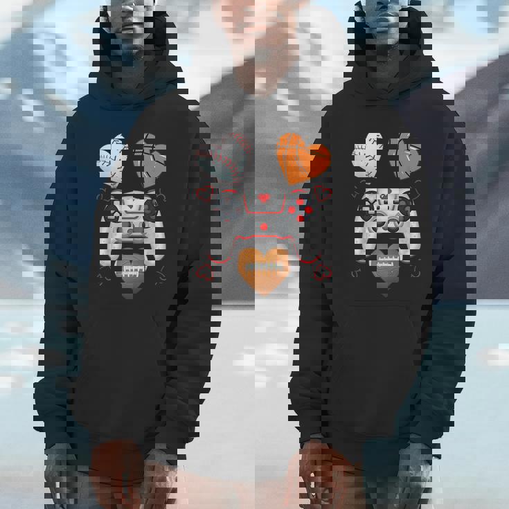 Valentines Day Boys Hearts Gaming Basketball Baseball Unisex Hoodie