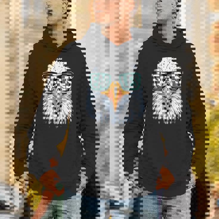 Vintage Eagles With Sunglasses Eagles Flying Bird Cool Face Unisex Hoodie
