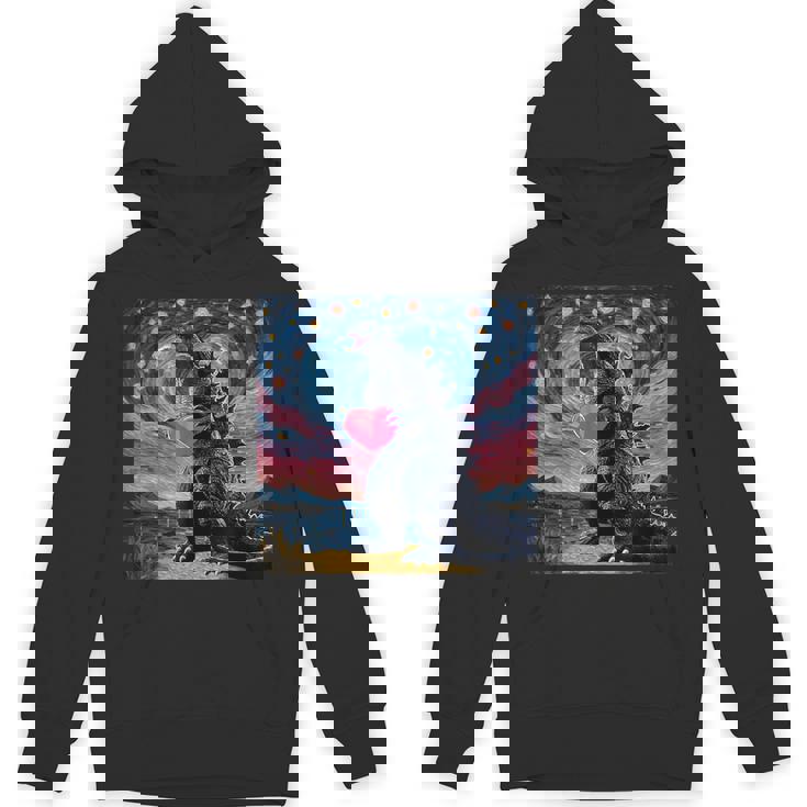 Vintage Japanese Monster Kaiju Valentines Heart Starry Night Unisex Hoodie