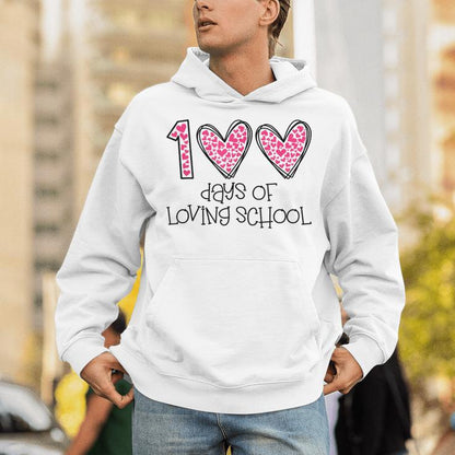 100 Days Of Loving School Heart 100Th Day Of School Students Unisex Hoodie