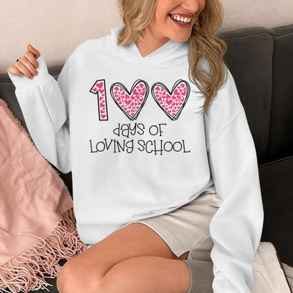 100 Days Of Loving School Heart 100Th Day Of School Students Unisex Hoodie