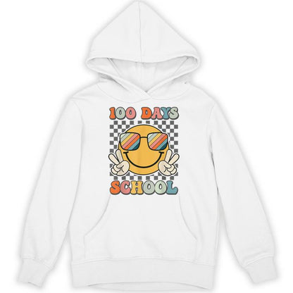 100 Days Of School 100Th Day Of School Smile Face Checkered Unisex Hoodie