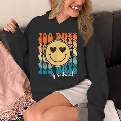 100 Days Of School 100Th Day Of School Vintage Smile Face Unisex Hoodie