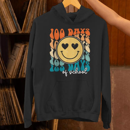 100 Days Of School 100Th Day Of School Vintage Smile Face Unisex Hoodie