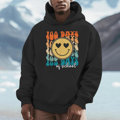 100 Days Of School 100Th Day Of School Vintage Smile Face Unisex Hoodie