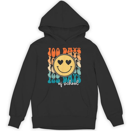 100 Days Of School 100Th Day Of School Vintage Smile Face Unisex Hoodie