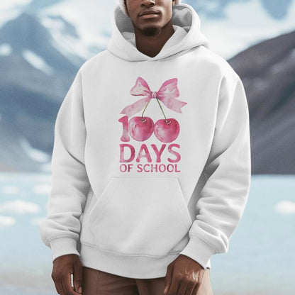 100 Days Of School Coquette Cute Cherry Bow 100Th Day School Unisex Hoodie