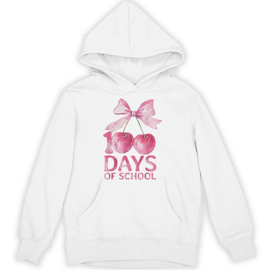 100 Days Of School Coquette Cute Cherry Bow 100Th Day School Unisex Hoodie