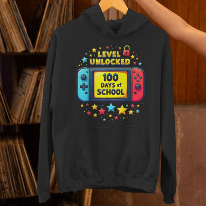 100 Days Of School Level Unlocked Gamer Boys Video Games Unisex Hoodie