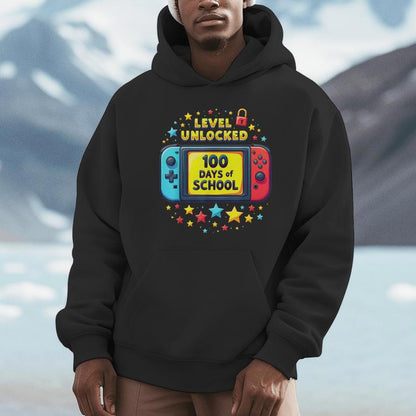 100 Days Of School Level Unlocked Gamer Boys Video Games Unisex Hoodie