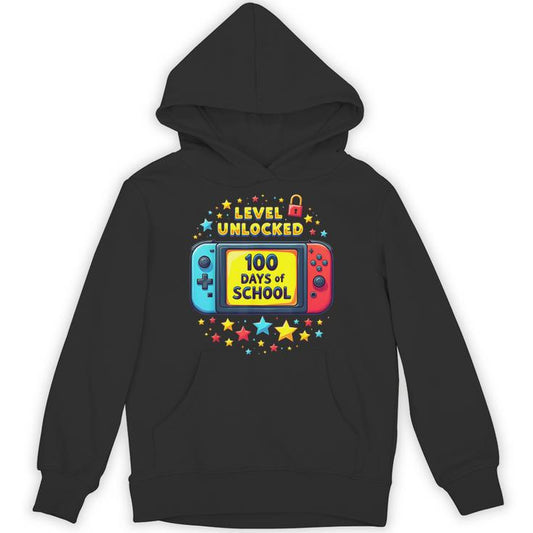 100 Days Of School Level Unlocked Gamer Boys Video Games Unisex Hoodie
