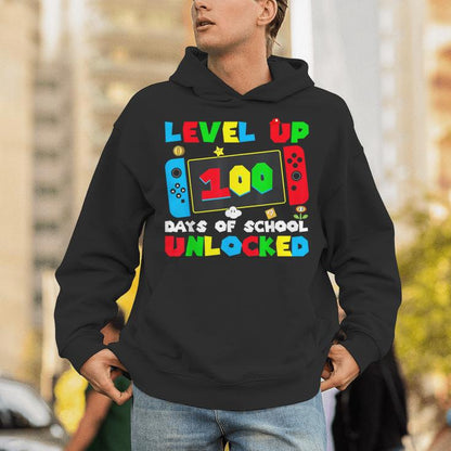 100 Days Of School Level Up 100 Days Of School Unlocked Unisex Hoodie