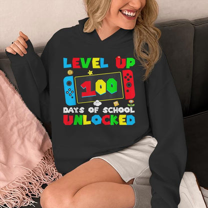 100 Days Of School Level Up 100 Days Of School Unlocked Unisex Hoodie