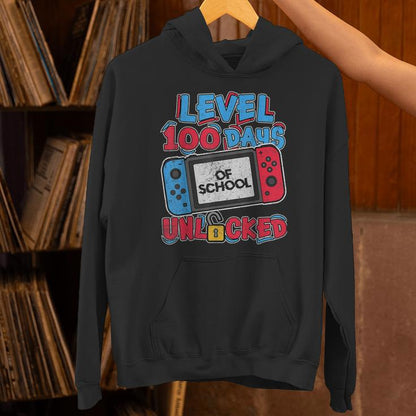 100 Days Of School Level Unlocked Video Games Gamer Boys Unisex Hoodie