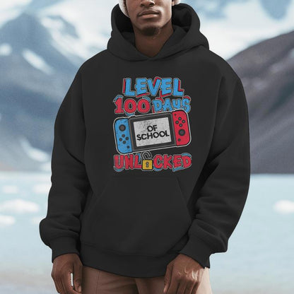 100 Days Of School Level Unlocked Video Games Gamer Boys Unisex Hoodie