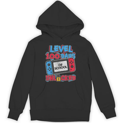 100 Days Of School Level Unlocked Video Games Gamer Boys Unisex Hoodie