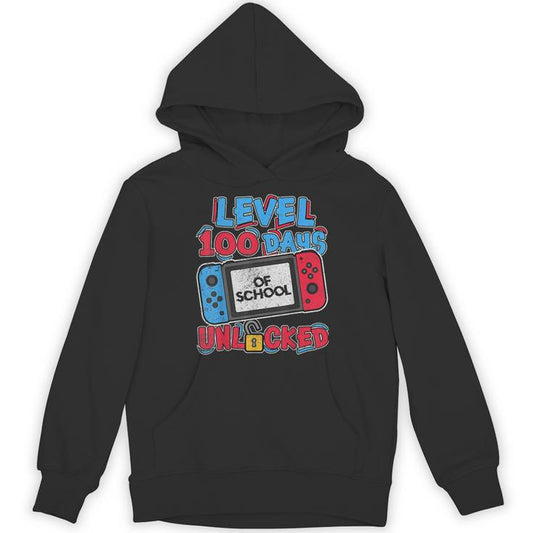 100 Days Of School Level Unlocked Video Games Gamer Boys Unisex Hoodie